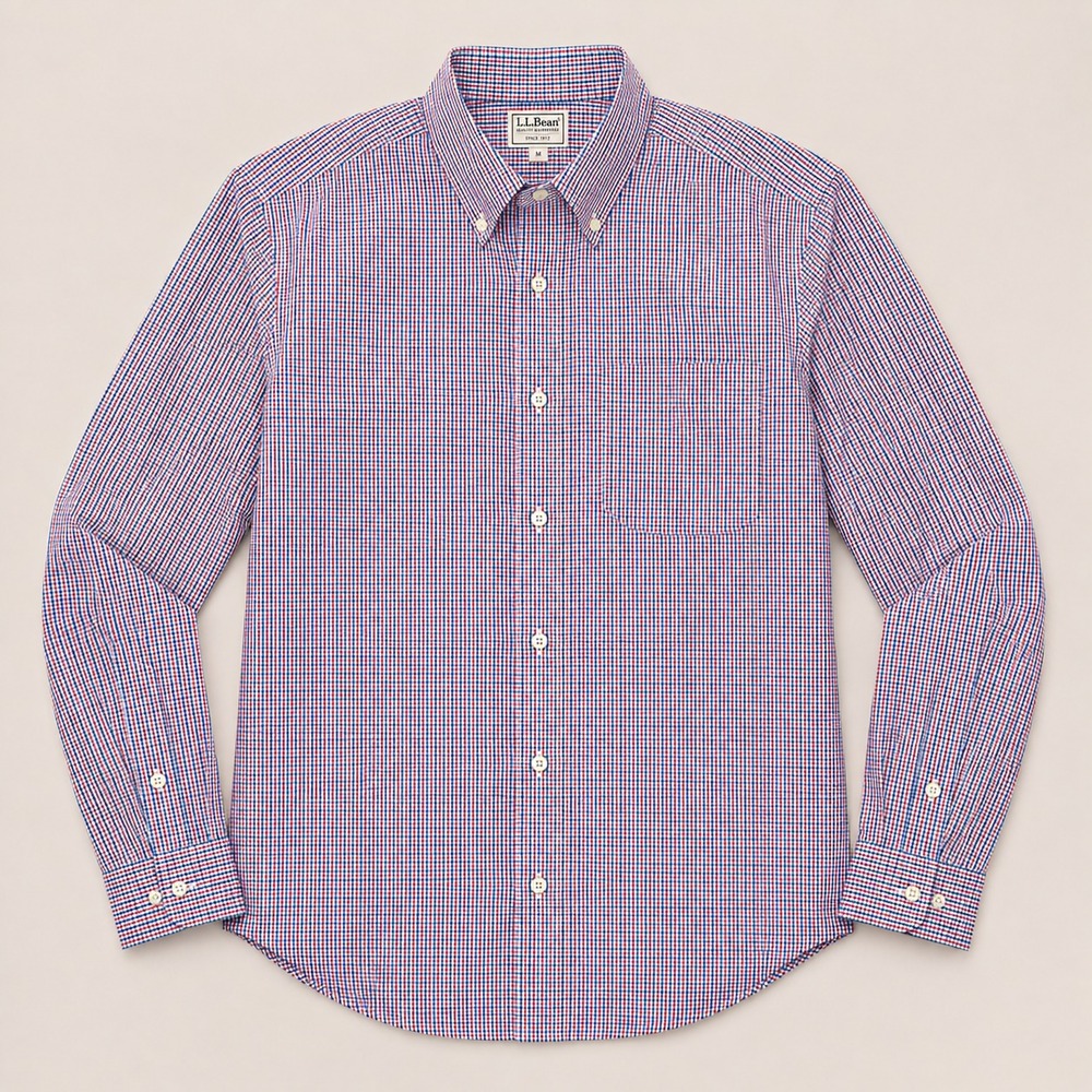 Peter Millar Weekender Finish Mens XL Check Button Up Shirt Red Blue Cotton